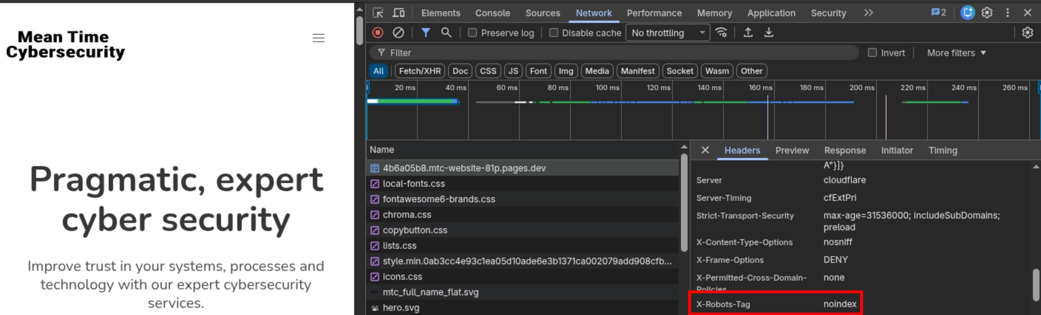 No Index Header